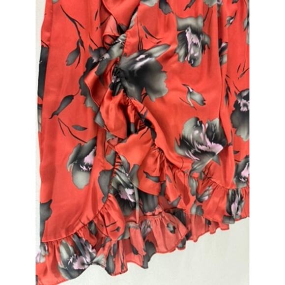 "AVEC LES FILLIES" ORANGE W/BLACK FLORAL SUNDRESS SZ 10 FAIRY BEACH BOHO RUFFLES - Picture 6 of 12